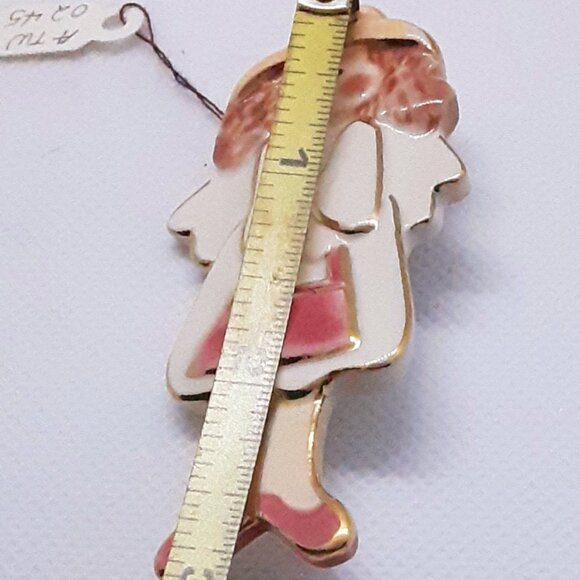 New ExClaymations Art to Wear Shopping Angel Pin trimmed in 22 kt gold - Picture 8 of 13